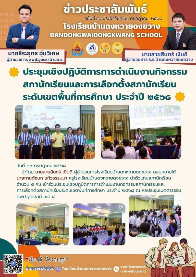 การประชุมเชิงปฏิบัติการการดำเนินกอจกรรมสภานักเรียนและการเลือกตั้งสภานักเรียนระดับเขตพื้นที่การศึกษา ประจำปี 2568