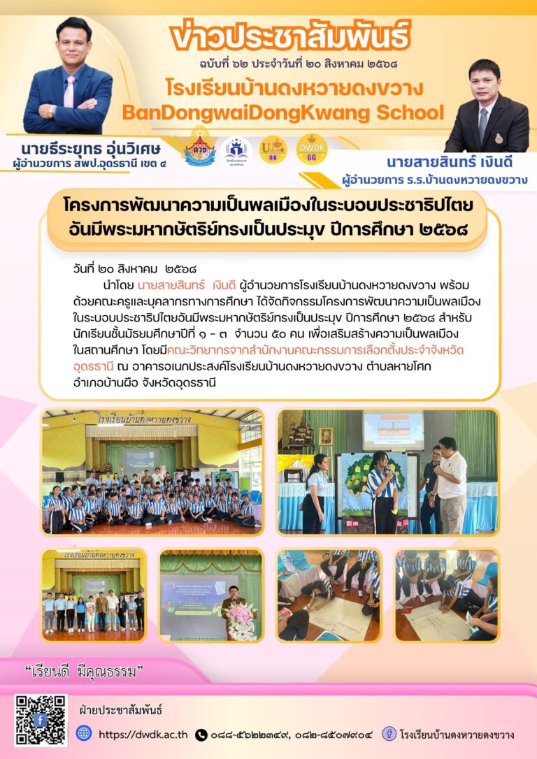 โครงการพัฒนาความเป็นพลเมืองในระบอบประชาธิปไตยอันมีพระมหากษัตริย์ทรงเป็นประมุข ปีการศึกษา ๒๕๖๘
